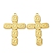 304 Stainless Steel Pendants, Ion Plating(IP), Cross Charm, Real 18K Gold Plated, 48.5x30.5x2mm, Hole: 2mm