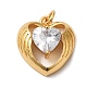 Сердце с подвеской на крыле из латуни KK-K377-20G-1