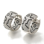 Серьги-кольца из латуни с микропаве из кубического циркония EJEW-H016-17P