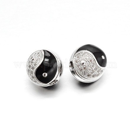 Латунные микро проложить кубический цирконий круглых бусин ZIRC-M069-51-NR-1