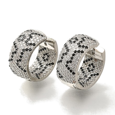 Серьги-кольца из латуни с микропаве из кубического циркония EJEW-H016-17P-1