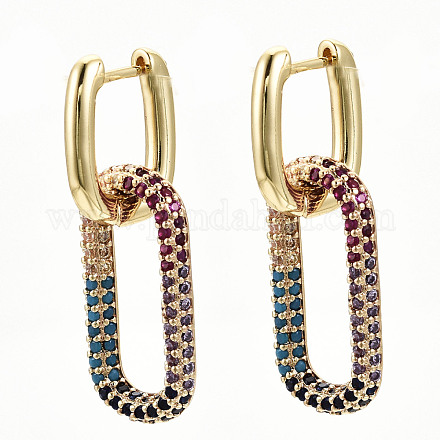 Серьги-кольца из латуни с микро-паве из фианита EJEW-S208-127-NF-1