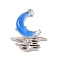 Alloy & Resin Pendants, Crescent Charms, Platinum, Moon, 21x27x5mm, Hole: 1.6mm