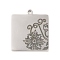 Non-Tarnish 304 Stainless Steel Pendants, Square with Flower Pattern, Stainless Steel Color, 20x18x1mm, Hole: 1.5mm