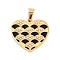 304 Stainless Steel Pendant, with Rhinestone and Enamel, Golden, Heart, 22.5x24x2.1mm, Hole: 6x4mm