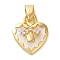 Brass Micro Pave Cubic Zirconia Pendants, Cadmium Free & Nickel Free & Lead Free, with Enamel, Heart with crown, Real 18K Gold Plated, 15.5x13x3mm, Hole: 4.5x3mm.