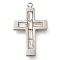 304 Stainless Steel Rhinestone Charms, Cross Charm, Stainless Steel Color, Crystal, 24.5x15x3mm, Hole: 1.2mm