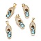 Brass Micro Pave Clear Cubic Zirconia Pendants, Long-Lasting Plated, with Black Enamel, Shoes, Real 18K Gold Plated, 21.4x8.6x4.9mm, Hole: 3.2X3.4mm,