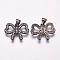 Brass Micro Pave Cubic Zirconia Charms, Bowknot, Gunmetal, 14x19x2mm, Hole: 3.5x4mm