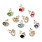 UV Plating Alloy Pendants, with Crystal Rhinestone and Glass, Golden, Swan Charms, Mixed Color, 19.5x15x5mm, Hole: 1.5mm