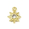 Brass Pave Clear Cubic Zirconia Pendants, Cadmium Free & Nickel Free & Lead Free, Sun Charms, Golden, 10x8x2.5mm, Hole: 1.2mm