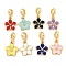 Rack Plating Alloy Enamel Flower European Dangle Charms, Large Hole Pendants, Golden, Mixed Color, 28mm, Hole: 4.6mm, Flower: 17.5x15x2mm