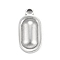 Non-Tarnish 304 Stainless Steel Pendants, Oval Charm, Stainless Steel Color, 17x8x2.5mm, Hole: 2mm