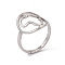 Non-Tarnish 201 Stainless Steel Hollow Out Africa Map Adjustable Ring for Women, Stainless Steel Color, US Size 6(16.5mm)