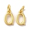 Brass Pendants, Cadmium Free & Nickel Free & Lead Free, with Jump Ring, Letter Q, 10x6x1.5mm, Ring: 5x1mm, inner diameter: 3mm