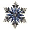 Snowflake Alloy Rhinestone Brooches for Backpack Clothes, Dark Indigo, 54mm