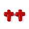 Handmade Lampwork Beads, Cross, Crimson, 24~26x20~20.5x6~7.5mm, Hole: 1.6~1.8mm