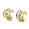 Rack Plating Brass Micro Pave Cubic Zirconia Hoop Earrings, Long-Lasting Plated, Lead Free & Cadmium Free, Real 18K Gold Plated, 13.5x9.5mm