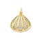 Brass Micro Pave Cubic Zirconia Pendants, Cadmium Free & Lead Free, Shell Shape Charms, with Jump Ring, Real 16K Gold Plated, Shell Shape, 21x19.5x3.5mm, Hole: 3.5mm