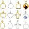 10Pcs 10 Style Zinc Alloy Pendant Cabochon Settings, Open Back Bezel, Heart & Oval & Square & Cross & Flat Round, Golden & Silver, Tray: 27~35x25~33mm, 41.5~50x27~36x7~12mm, Hole: 4x5.5mm, 1pc/style