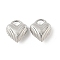 Heart Brass Pendants, Rack Plating, Long-Lasting Plated, Cadmium Free & Lead Free, Platinum, 16.5x15x7mm, Hole: 3x4.5mm