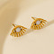 304 Stainless Steel Exaggerated Eye Stud Earrings - High-end, Versatile Ear Decorations, Golden, 8x13mm