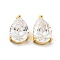 Brass Pendants, with Glass, Teardrop Charms, Real 18K Gold Plated, 17x10.5x6mm, Hole: 1mm