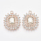 Rhinestone Pendants, with Light Gold Plated Alloy Findings, Oval , Crystal, 28.5x24x5.5mm, Hole: 2mm