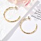 304 Stainless Steel C-Shaped Stud Earrings, Ion Plating(IP), Real 18K Gold Plated, 35x2mm
