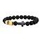 Cross Natural Obsidian & Dyed Tiger Eye Stretch Bracelet, Light Yellow