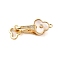 Brass Micro Pave Clear Cubic Zirconia Fold Over Clasps, Cadmium Free & Nickel Free & Lead Free, with Shell, Flower, Real 18K Gold Plated, 31mm, Hole: 1.2mm