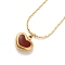 Ion Plating(IP) 304 Stainless Steel Necklaces, Enamel Heart Pendant Necklaces, Real 18K Gold Plated, 16.42 inch(41.7cm)