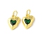 Brass Micro Pave Cubic Zirconia Pendants, Heart Charms, Rack Plating, Lasting Plated, Cadmium Free & Lead Free, with Jump Ring, Green, 12.5x10.5x3.5mm, Hole: 4.5mm