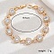 Brass Pave Clear Cubic Zirconia Heart Link Bracelets for Women, Golden