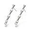 Brass Stud Earring Findings, with Loop, Nickel Free, Bamboo, Real Platinum Plated, 23x3mm, Hole: 1.4mm, Pin: 1mm