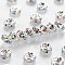 Brass Grade A Rhinestone Spacer Beads, Silver Color Plated, Nickel Free, Rondelle, Crystal AB, 4x2mm, Hole: 0.8mm