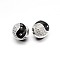 Brass Micro Pave Cubic Zirconia Round Beads, with Enamels, Lead Free & Cadmium Free & Nickel Free, Black & Clear, Real Platinum Plated, 11mm, Hole: 3mm