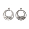 Non-Tarnish 304 Stainless Steel Charms, Laser Cut, Ring with Lotus Moon Charm, Stainless Steel Color, 14.5x12x1mm, Hole: 1.6mm