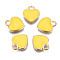 Alloy Enamel Charms, Heart, Light Gold, Gold, 12x10x2mm, Hole: 2mm