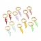 Brass Enamel Huggie Hoop Earrings, Lightning Bolt, Golden, Mixed Color, 38mm, Pin: 0.8mm