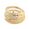 Brass Micro Pave Cubic Zirconia Bird Open Cuff Rings Set for Women, Cadmium Free & Lead Free, Golden, Inner Diameter: Adjustable, 2pcs/set