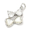 Brass with Cubic Zirconia with Sea Shell Pendants, Cadmium Free & Nickel Free & Lead Free, Bowknot, Platinum, 20x14x4mm, Hole: 3.4mm