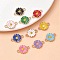 10Pcs 10 Colors Zinc Alloy Enamel Sunflower Connector Charms, Flower Links, Light Gold, Mixed Color, 18x12x2mm, Hole: 1.8mm, 1pc/color