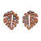 Natural Walnut Wood Pendants, Undyed, Hollow Leaf Charm, Camel, 30.5x24x2.5mm, Hole: 2mm