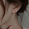 Brass Clear Cubic Zirconia Stud Earrings, C-Shaped, Golden, 12mm