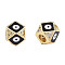 Brass Micro Pave Clear Cubic Zirconia Beads, with Enamel, Real 18K Gold Plated, Octagon with Evil Eye, Nickel Free, Black, 11x11x8.5mm, Hole: 4mm