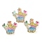 Transparent Resin Glitter Powder Pendants, Rack Plating Brass Crown Charms, Real 18K Gold Plateds, Long-Lasting Plated, Cadmium Free & Lead Free, Colorful, 22x23x9mm, Hole: 2.5x4mm