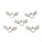 Brass Micro Pave Clear Cubic Zirconia Connector Charms, Cadmium Free & Nickel Free & Lead Free, Ring Lins with Wing, Platinum, 30x14.5x3.5mm, Hole: 1.4mm