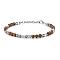 Adjustable 304 Stainless Steel Gemstone Beaded Bracelets, Rectangle, 6-1/4 inch(16cm)