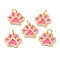 Real 18K Gold Plated Brass Micro Pave Cubic Zirconia Charms, with Jump Ring and Enamel, Long-Lasting Plated, Dog Paw Prints, Hot Pink, 13.5x15x2mm, Jump Ring: 5x1mm, 3mm Inner Diameter